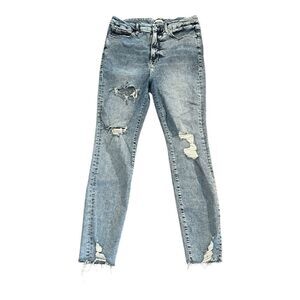 Good American Skinny Jeans with Distressed Details GWTH5737 size 15